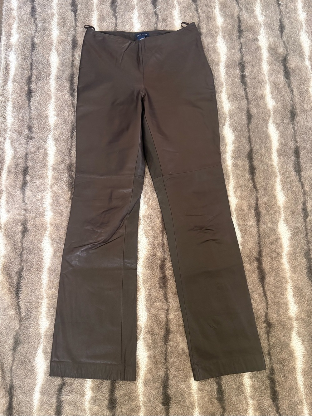 Ann Taylor Dark Brown Wide-Leg leather pants